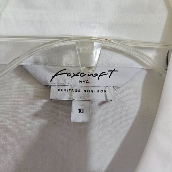 FOXCROFT NYC Heritage Non-Iron White Cotton Sleeveless Button Up Tunic Top~10 - Picture 8 of 10
